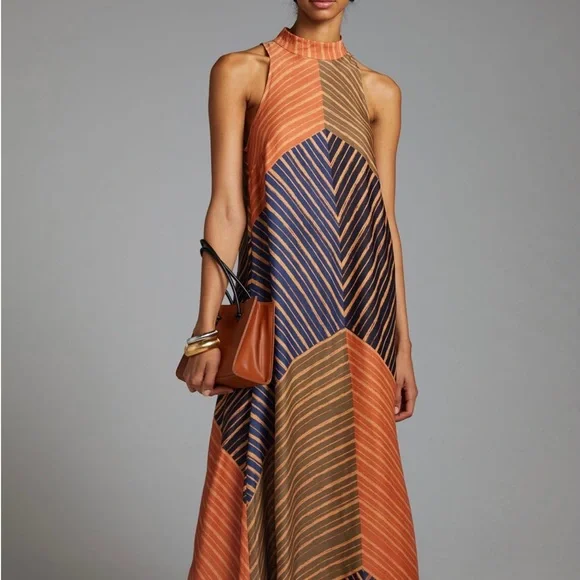 NWT ANTHROPOLOGIE Farm Rio halter maxi dress Size M - Picture 1 of 10